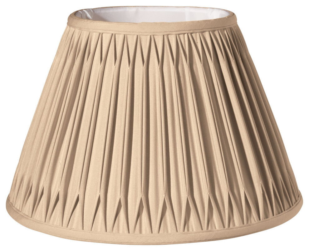 14" Vintage Gold Slanted Bell Smocked Paperback Shantung Lampshade