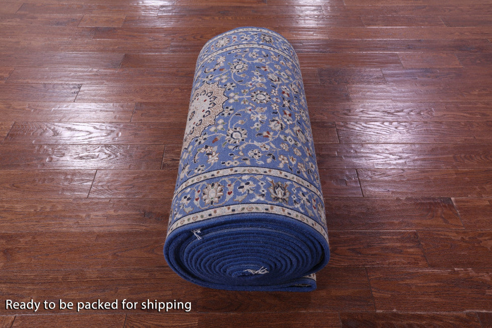 2' 9" X 31' 10" Runner Persian Nain Wool & Silk Handmade Rug - Q15991