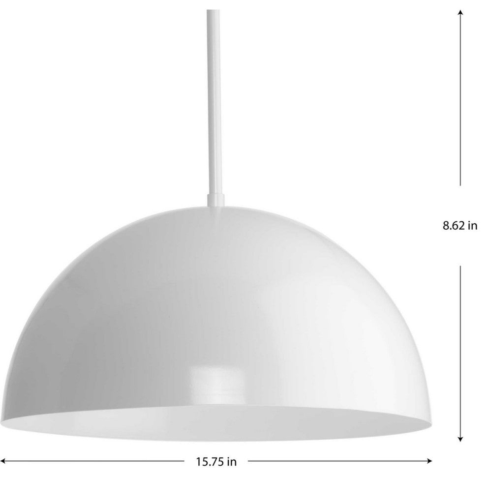 Perimeter Collection One-Light White Mid-Century Modern Pendant With metal Shade