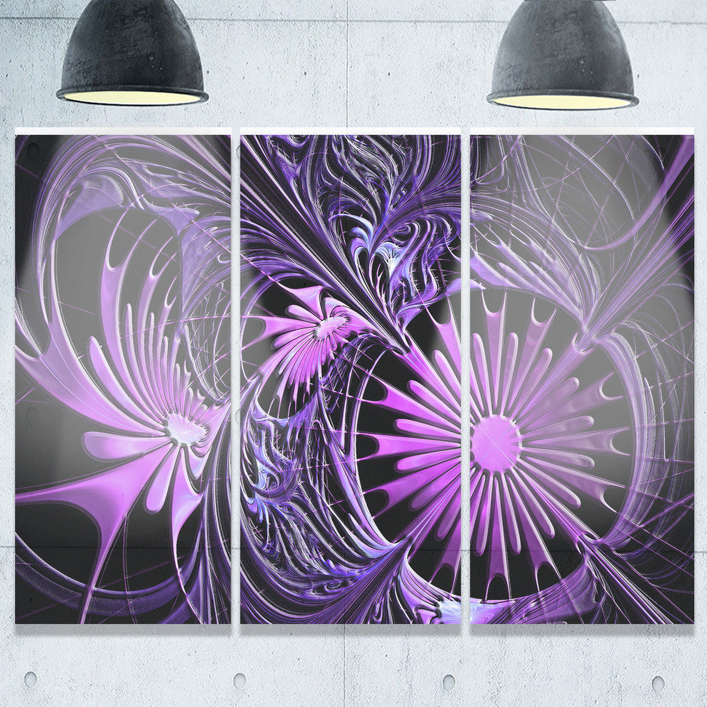 "Embossed Purple Floral Shapes" Metal Wall Art, 3 Panels, 36"x28"