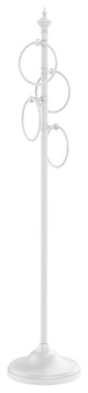 Floor Standing 4 Towel Ring Stand, Matte White