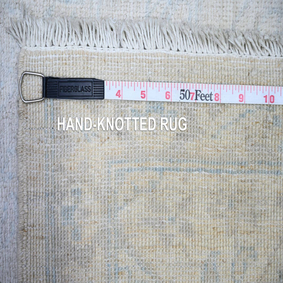 White Wash Peshawar Wool Hand Knotted Oriental Rug, 2'8"x9'7"