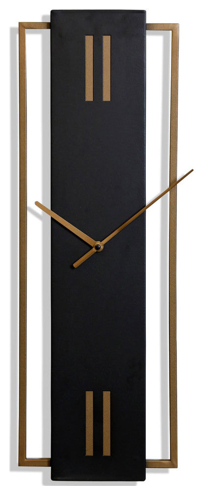 Slim Time Mid Century Metal Wall Clock 8in w X 24in ht X 1in d