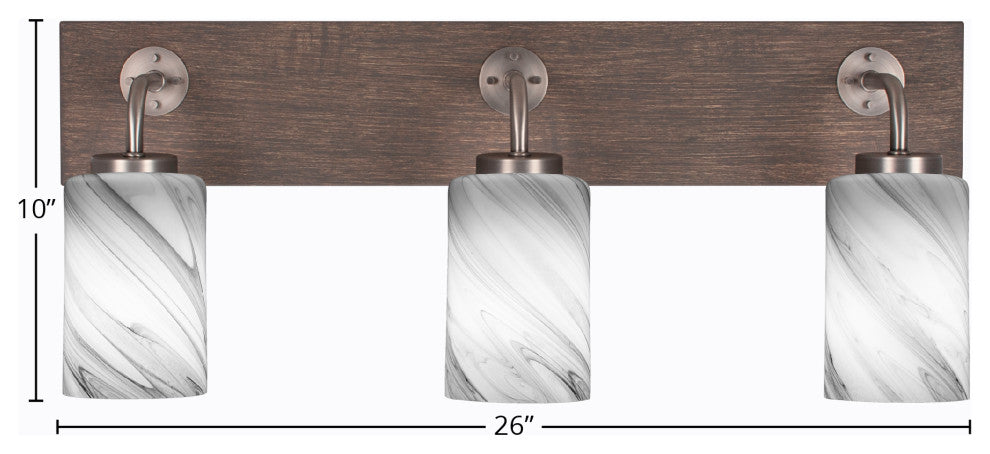 Oxbridge, Bath Bar, Graphite & Painted Distressed Metal, 4" Onyx Swirl