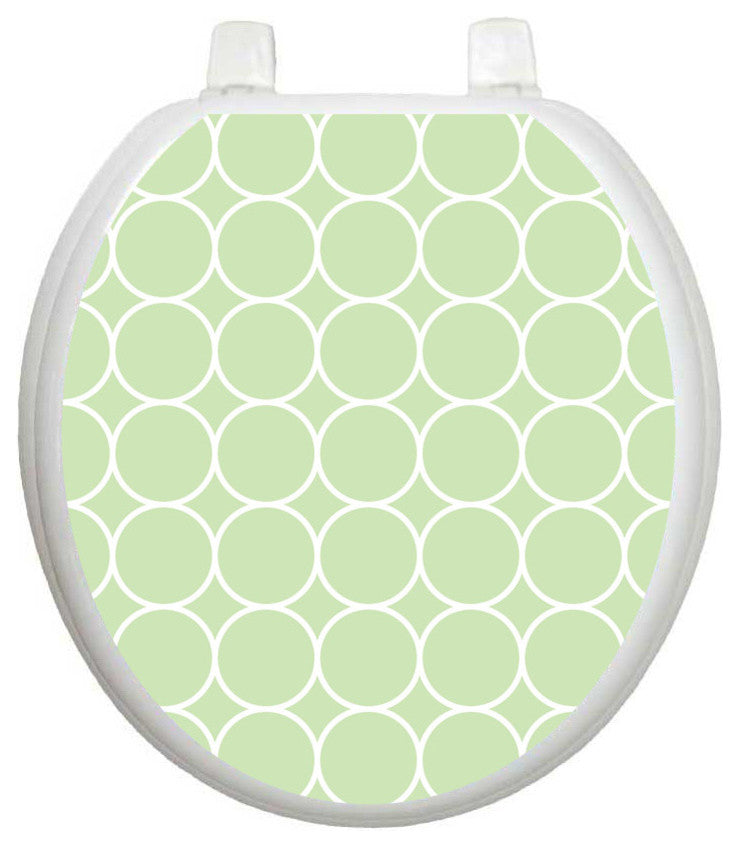 Green Bubbles Toilet Tattoos Seat Cover, Vinyl Lid Decal, Bathroom Decor, Round