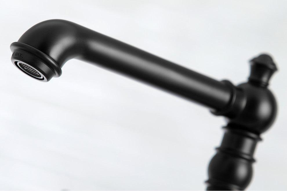Kingston Brass Bridge Kitchen Faucet With Sprayer, Matte Black