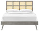 Platform Bed Frame, Full Size, Wood, Gray, Modern Mid-Century, Bedroom