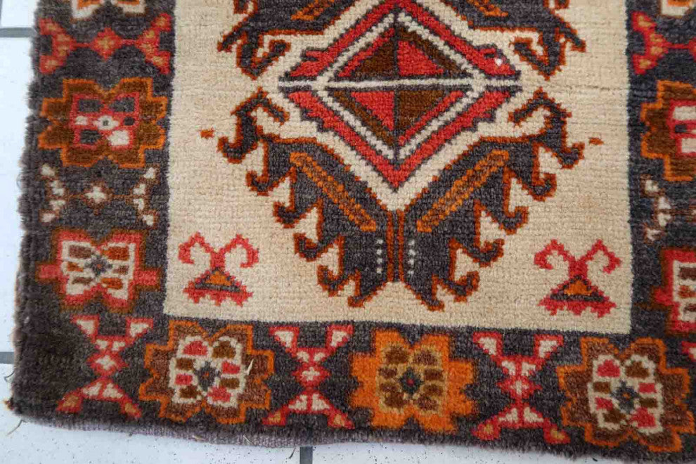 Handmade Vintage Turkish Sivas Salt Bag 1.2'x1.4', 39cmx45cm 1960s