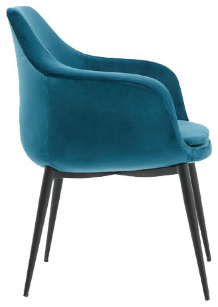 Teal and Black Velvet Dining or Side Chair