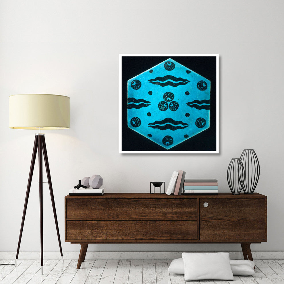"Blue Hexagonal Tile" Print 17th Century Syrian Artisan, 42"x42"