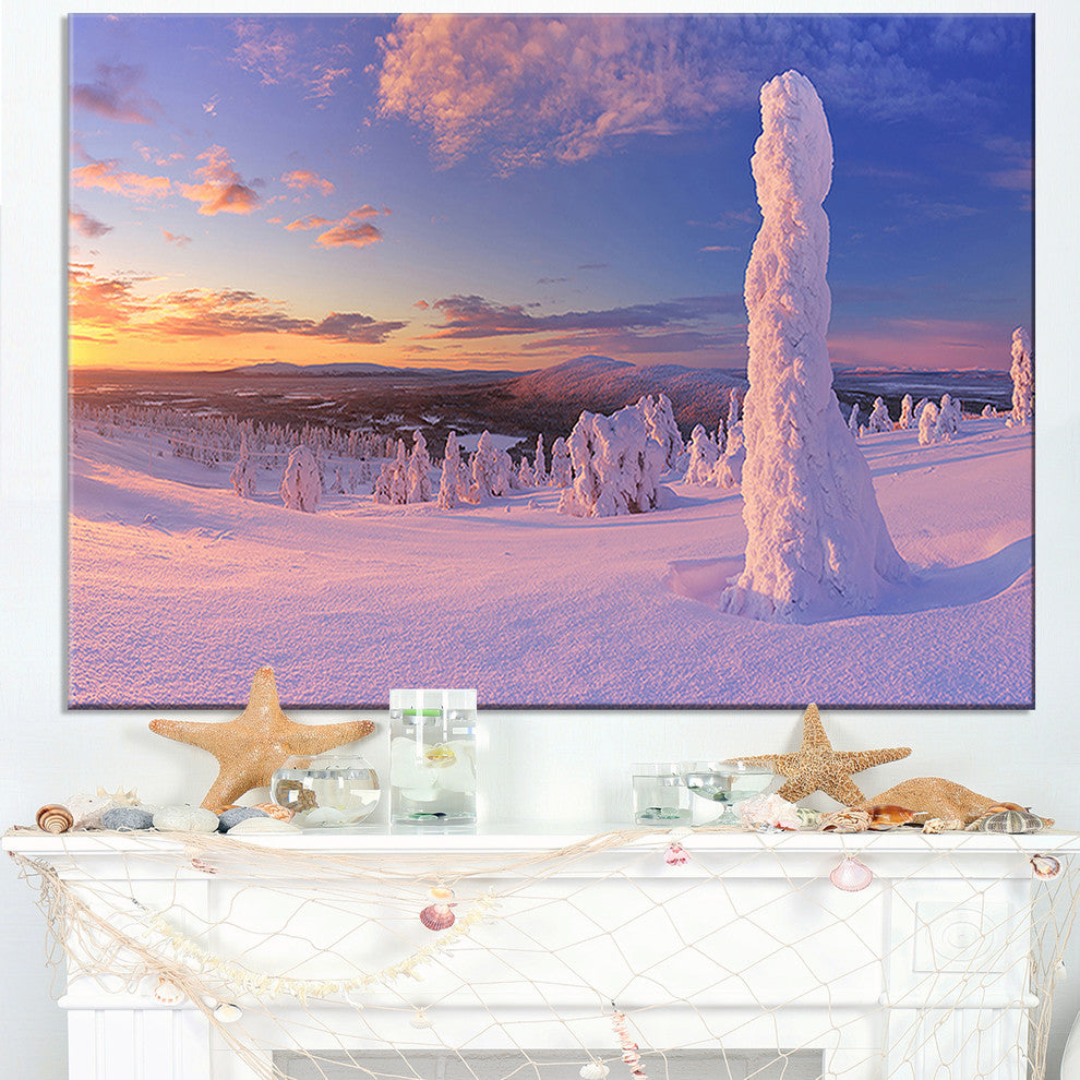"Frozen Trees on Mountain" Panorama Landscape Wall Art, 60"x28", 1 Panel