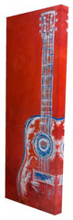 Modern Red Abstract Guitar Print on Wrapped Canvas