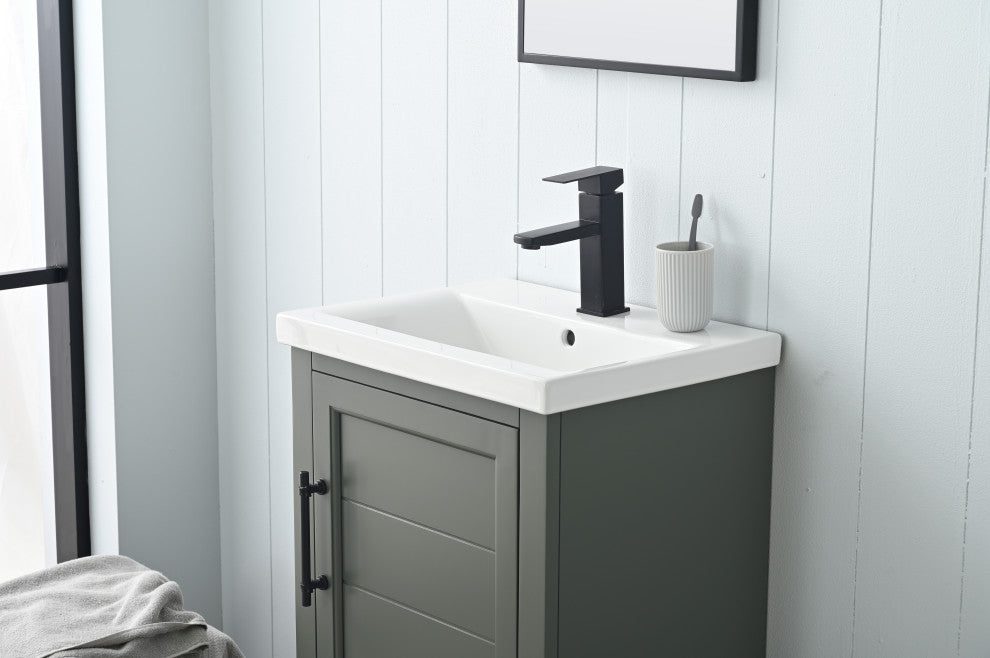 Vanity Art Bathroom Vanity With Sink & Top, Vintage Green, 20", Black Stone