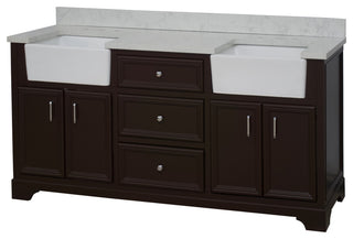 Zelda 72" Bathroom Vanity, Chocolate, Engineered Carrara