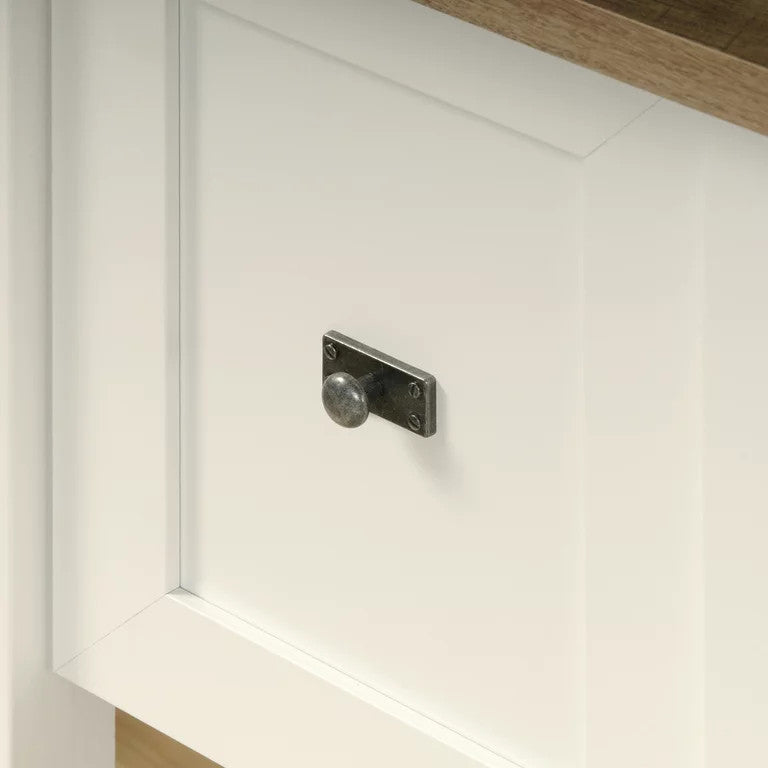 Cottage Desk, Double Pedestal Design With Drawers & Open Shelves, Soft White