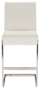 Toulan White Faux Leather Upholstered Stainless Steel Barstool, Set of 2