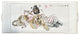Chinese Color Ink Horizontal Tiger Fengshui Scroll Painting Wall Art, Hws2239