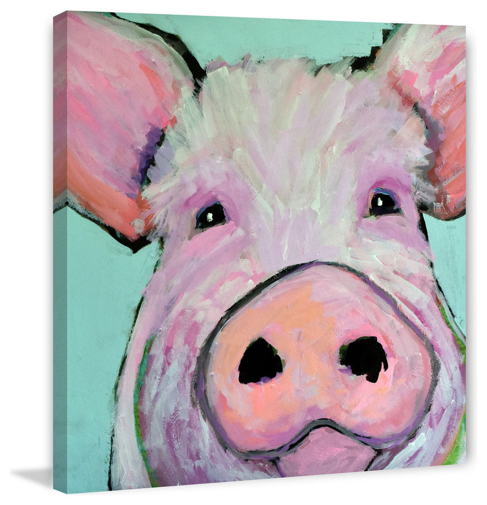 Marmont Hill, "Pink Pig" by Michelle Rivera Painting on Wrapped Canvas, 24x24