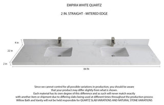 Manhattan 84 Double Sink Bath Vanity in White Oak with 5" Empira Quartz