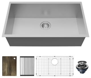 Karran Undermount 30-in Stainless Steel Single Bowl Workstation Kitchen Sink