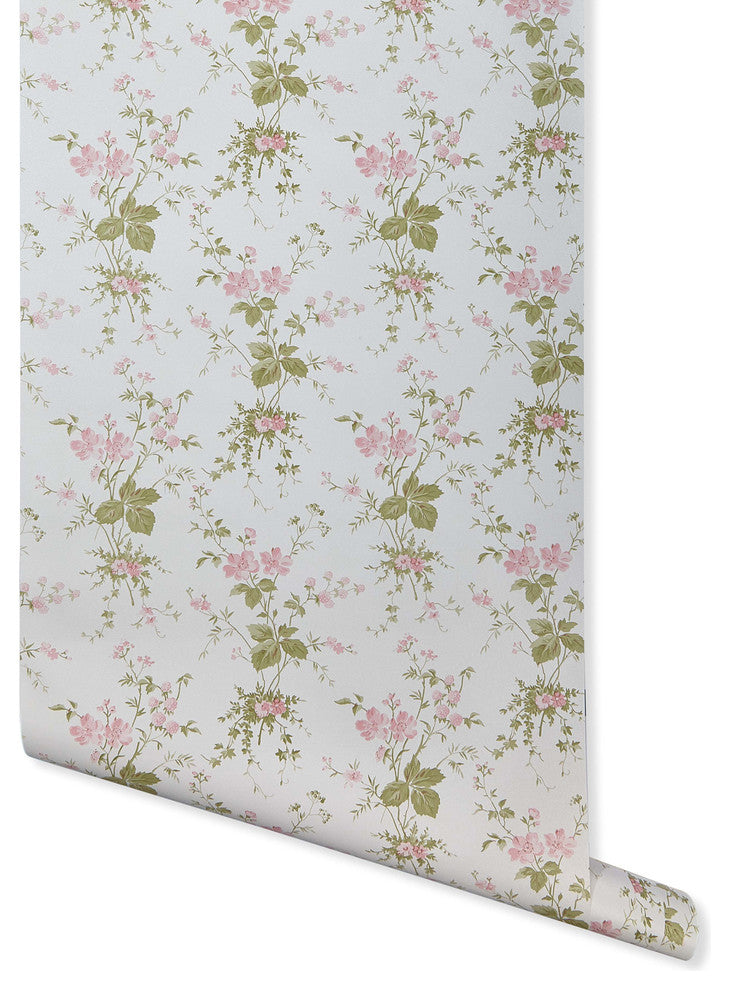 Press Floral Wallpaper, White, Bolt