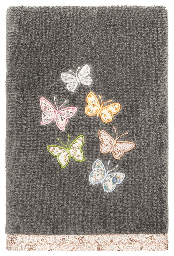Linum Home Textiles 100% Turkish Cotton MARIPOSA 4PC Embellished Towel Set