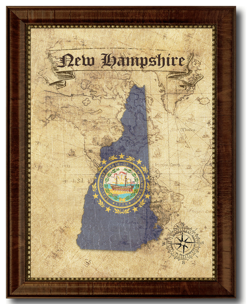 New Hampshire State Vintage Map, 21"x27"