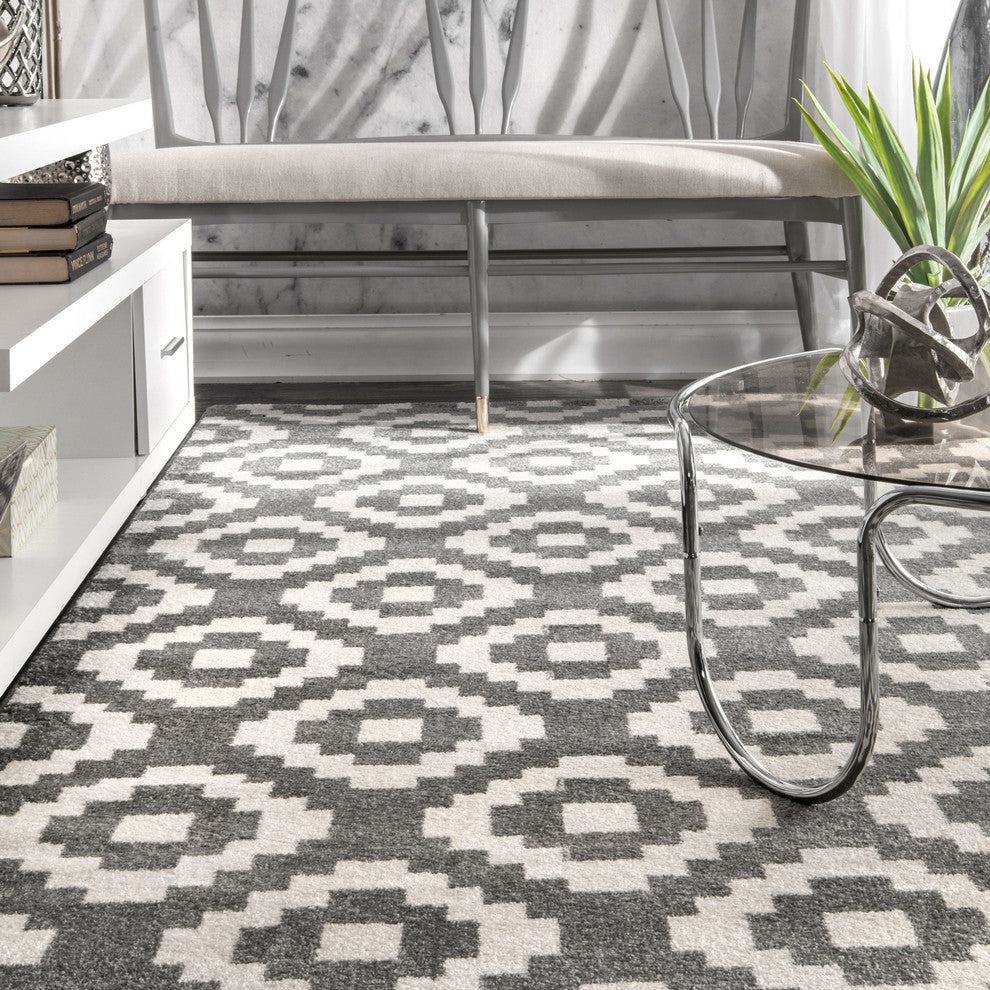 Bird Eye Area Rug, Gray, 5'3"x7'7"
