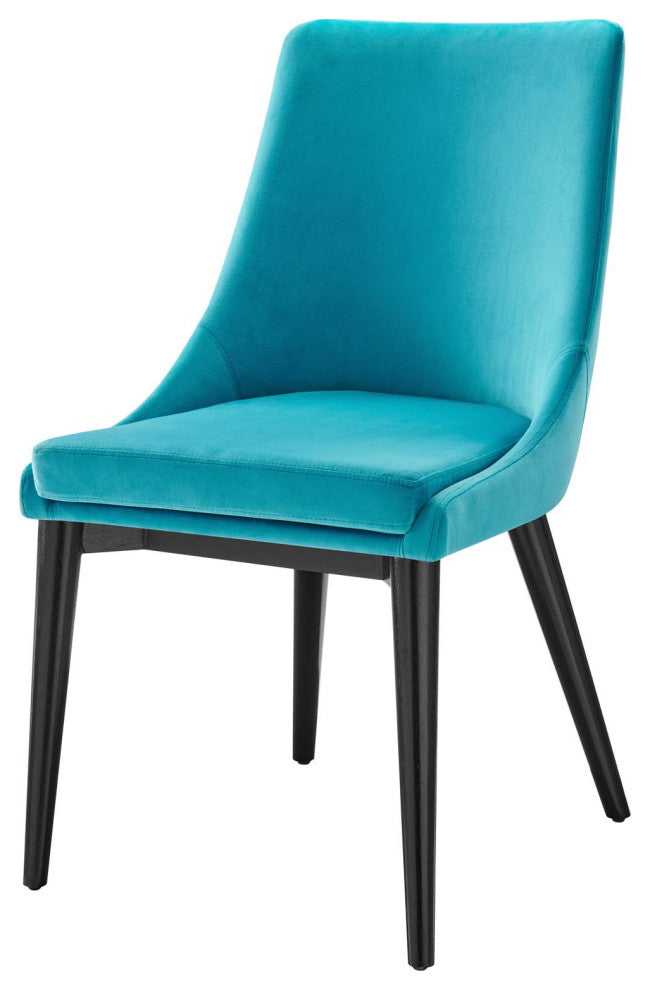Side Dining Chair, Blue, Velvet, Modern, Kitchen Bistro Restaurant Hospitality