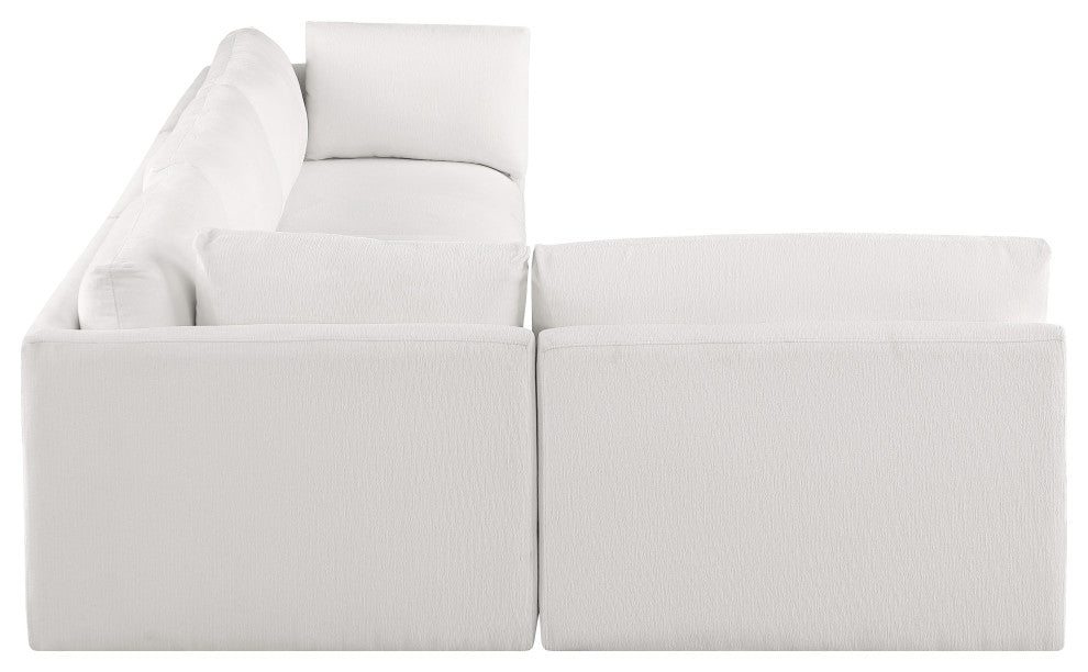 Ease Fabric Upholstered L-Shaped Modular Sectional, Cream, 4 Piece: 2 Corner, 2 Armless