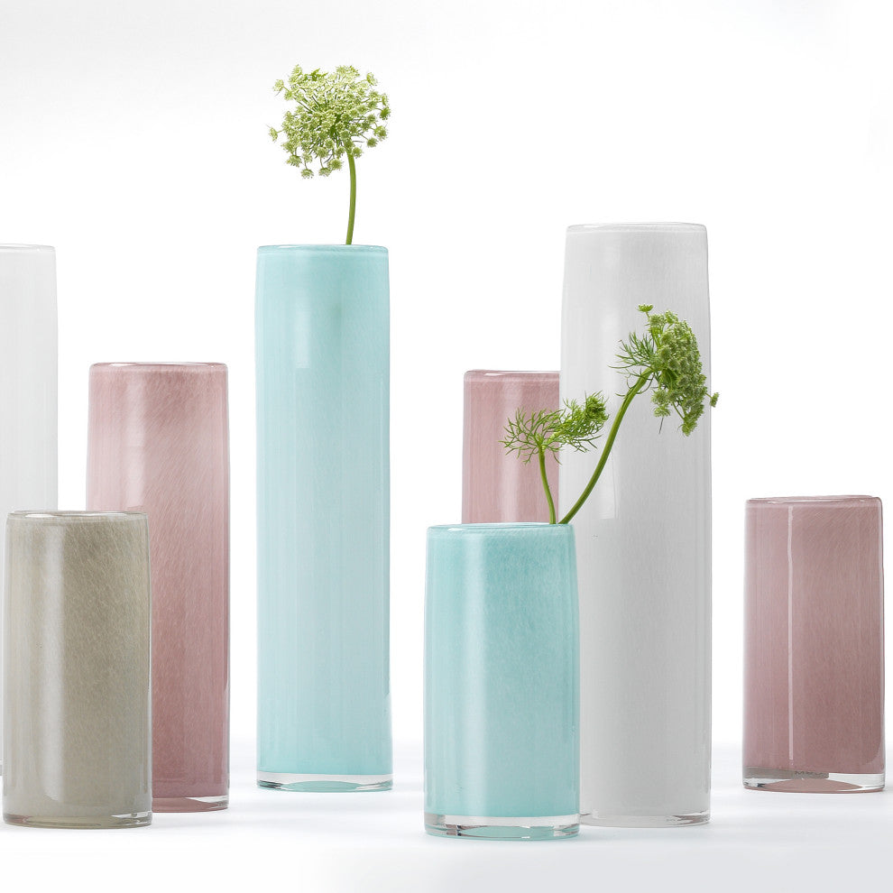 Gwendolyn Hand Blown Glass Vases, Set of 3, Pink