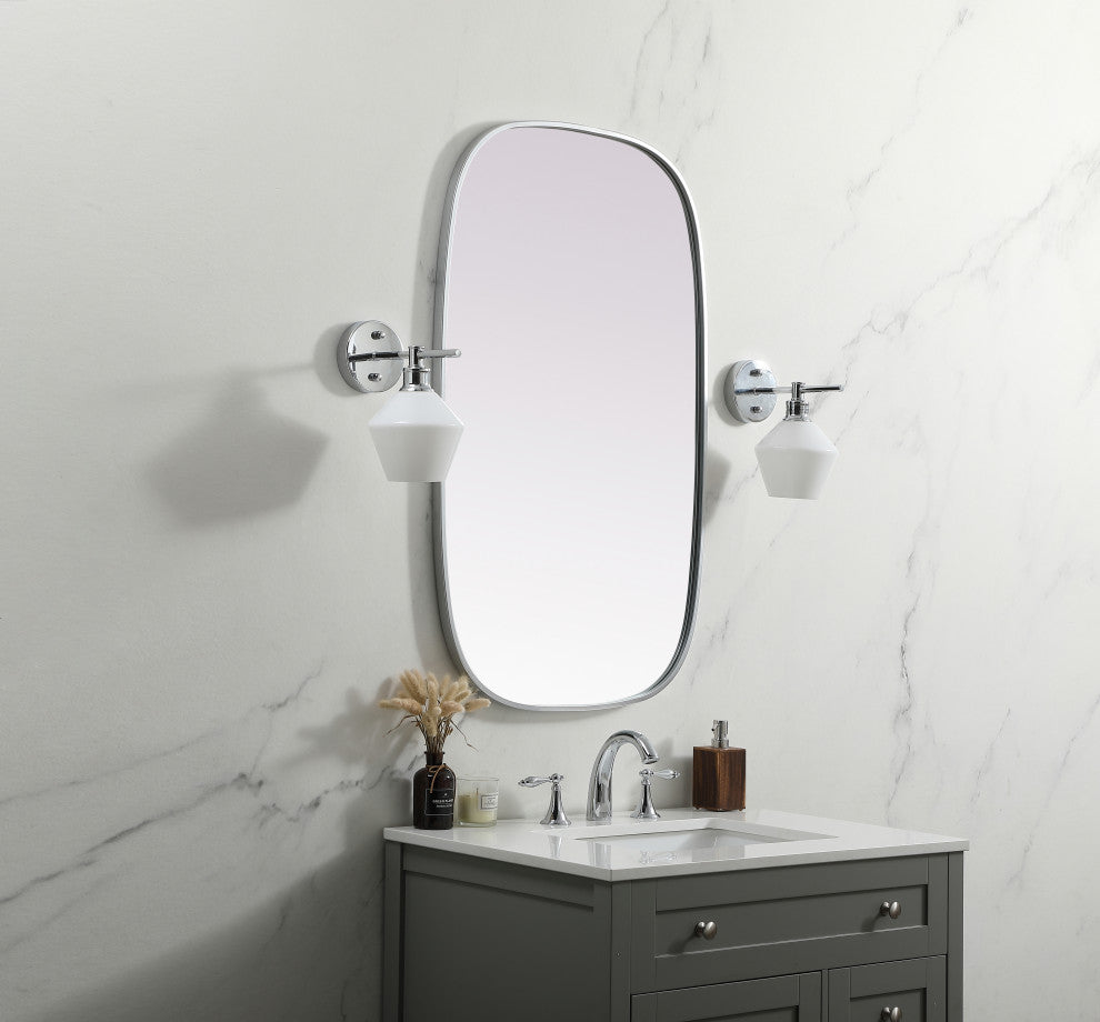 Metal Frame Oval Mirror 24X40 Inch, Silver
