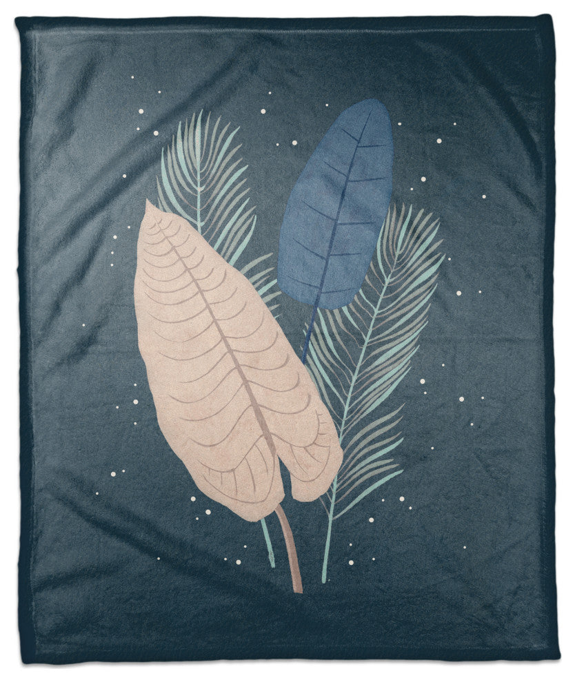 Simple Blue Feathers 50x60 Coral Fleece Blanket