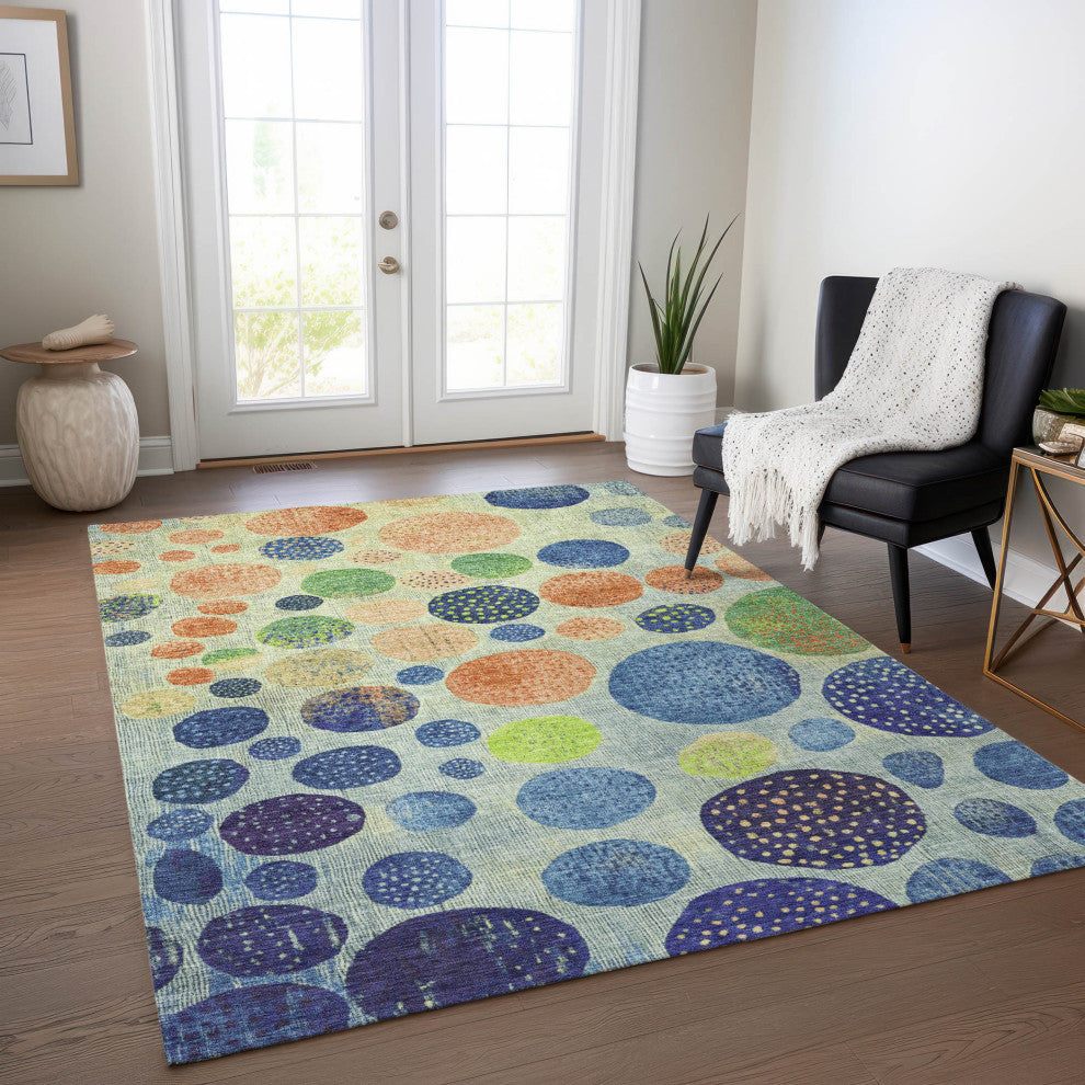 Machine Washable Indoor/Outdoor Chantille ACN1899 Navy 8' x 10' Rug