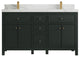 Sonoma 60 Double Bathroom Vanity in Dark Forest Green with 2" Calacatta Laza