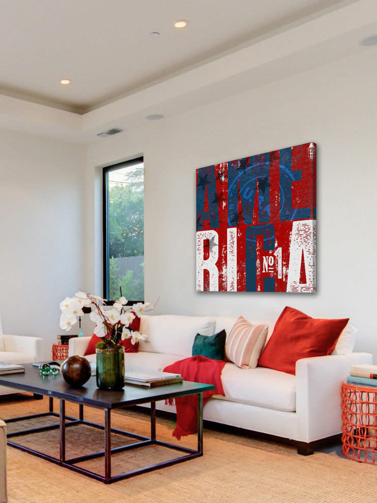 Marmont Hill, "America No.1" by Rick Martin Painting on Wrapped Canvas, 18x18