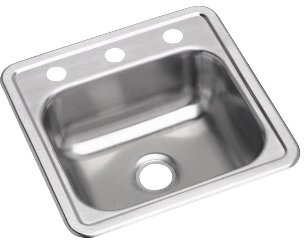 D11515 Dayton Stainless Steel 15" x 15" Drop-in Bar Sink, 3 Holes