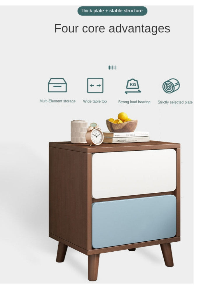 Nordic Wooden Bedside Table Of Drawers For Bedroom, Wood + White, 1 Drawer