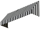 Awntech 5' New Yorker Acrylic Fabric Fixed Awning, Black/White Stripe
