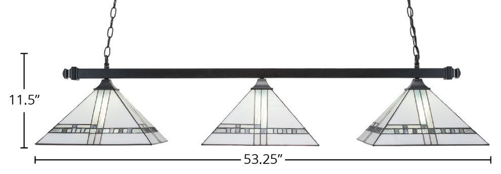 Square 3-Light Bar with Square Fitters, Matte Black/New Deco Art