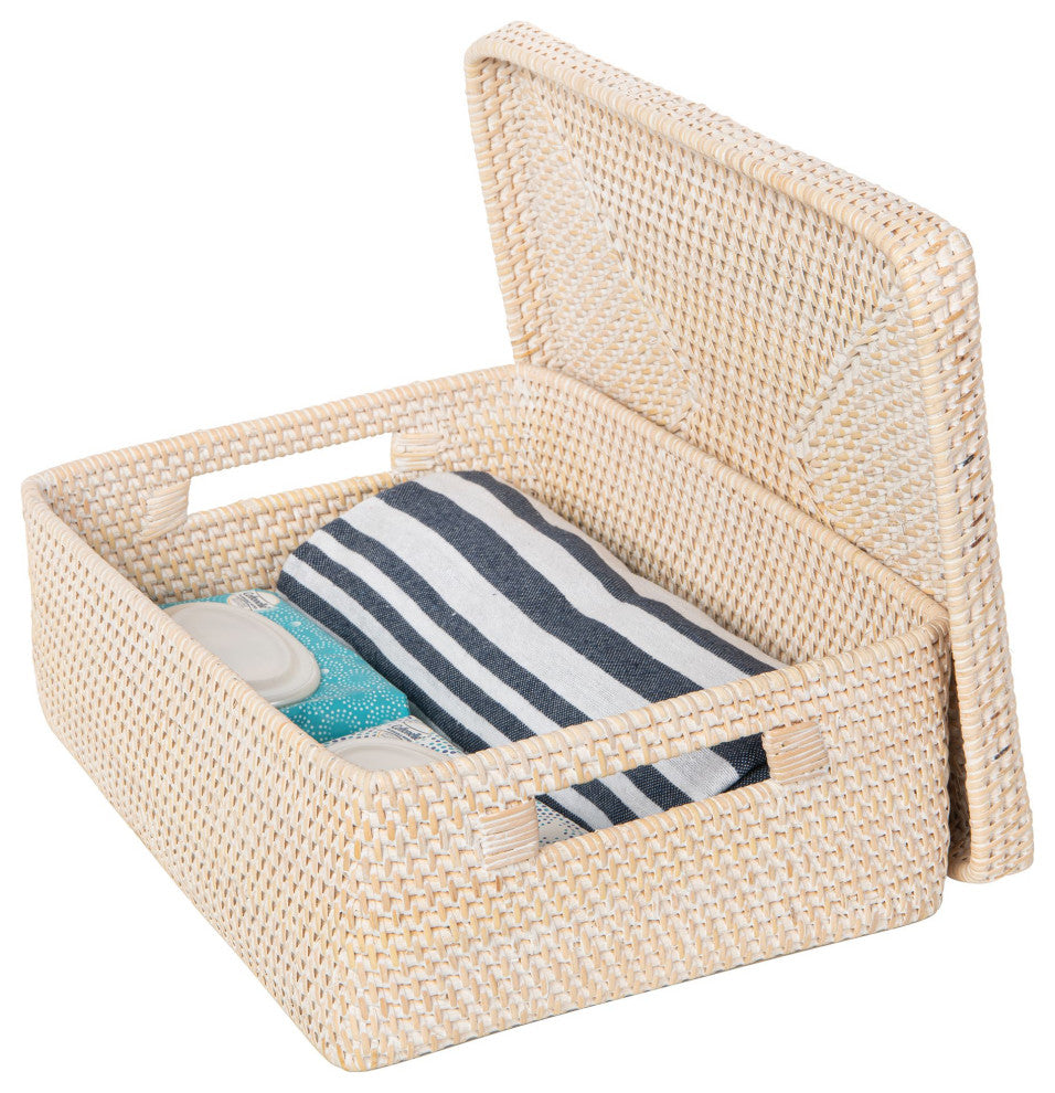 Loma Rattan Storage Box and Shelf Storage Basket, Latte - White Wash