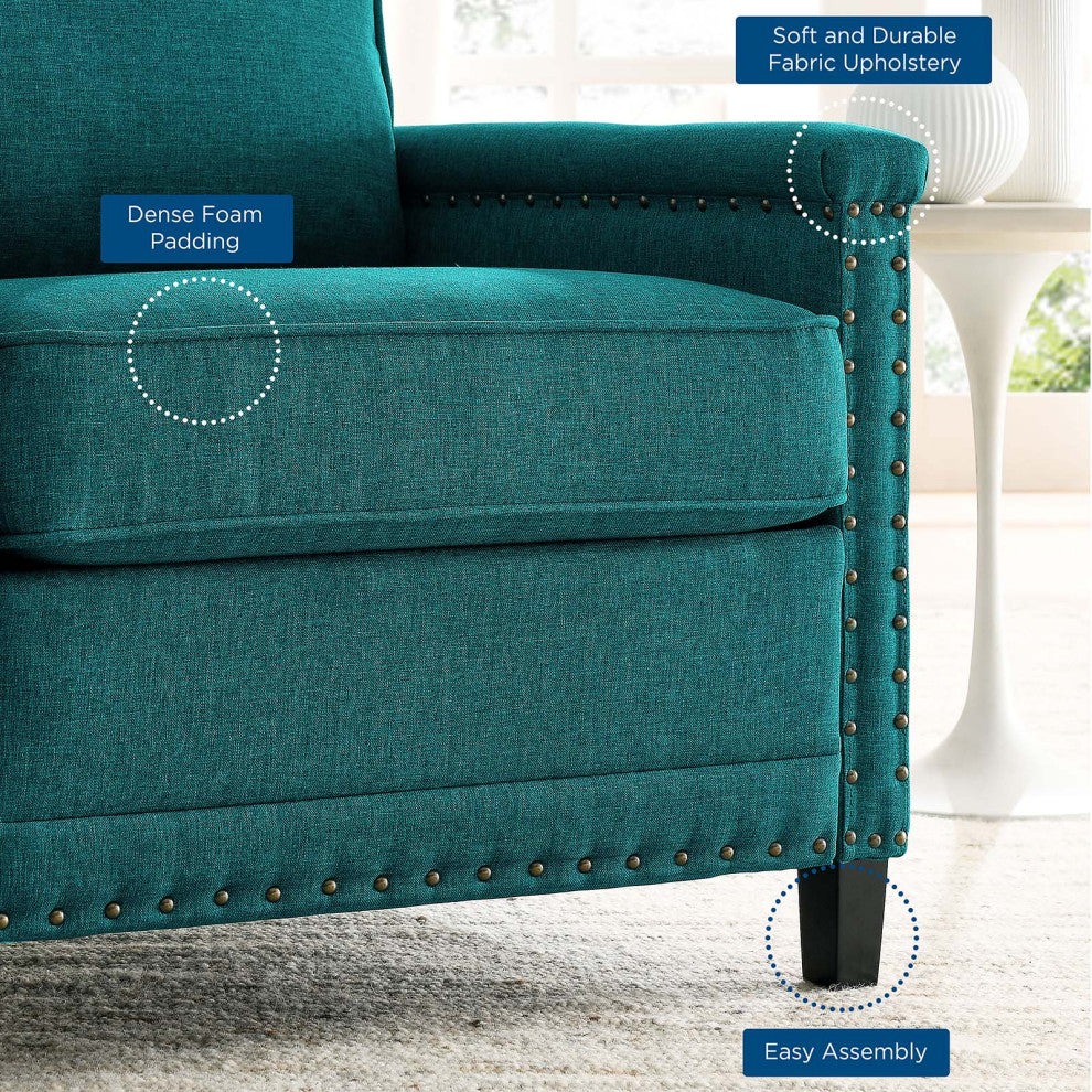 Armchair Accent Chair, Fabric, Teal Blue, Modern, Living Lounge Hospitality