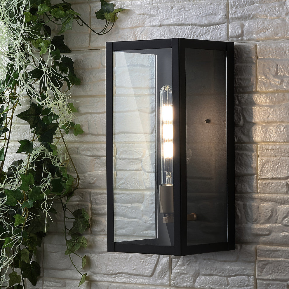 Berlin 7" 1-Light Iron/Glass Modern Industrial LED Outdoor Lantern, Black