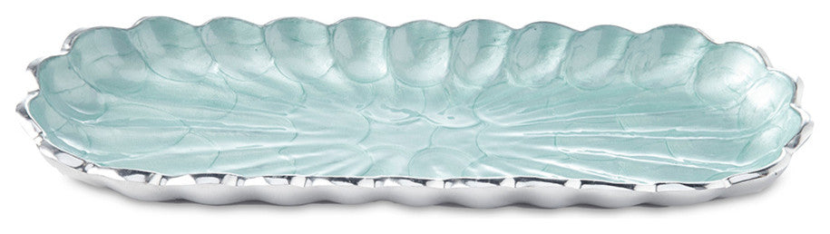 Peony 14" Rectangular Tray, Aqua