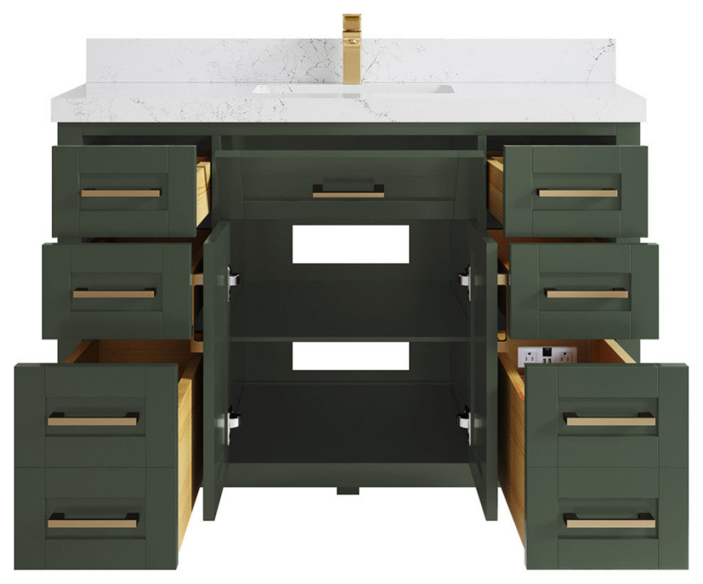 Cambridge 48 Single Sink Bath Vanity in Pewter Green 2" Empira Quartz