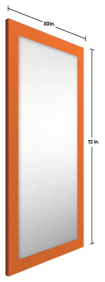 72"x30" Pop of Color Wall/Floor Mirror Art, Modern Orange