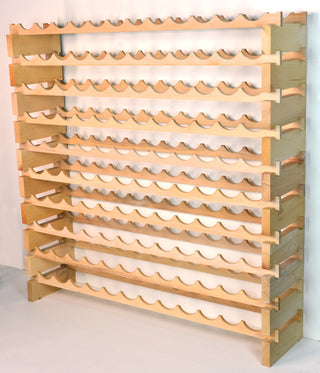 Modular Wine Rack Beechwood 48-144 Bottle Capacity 12 Bottles Across Stackable