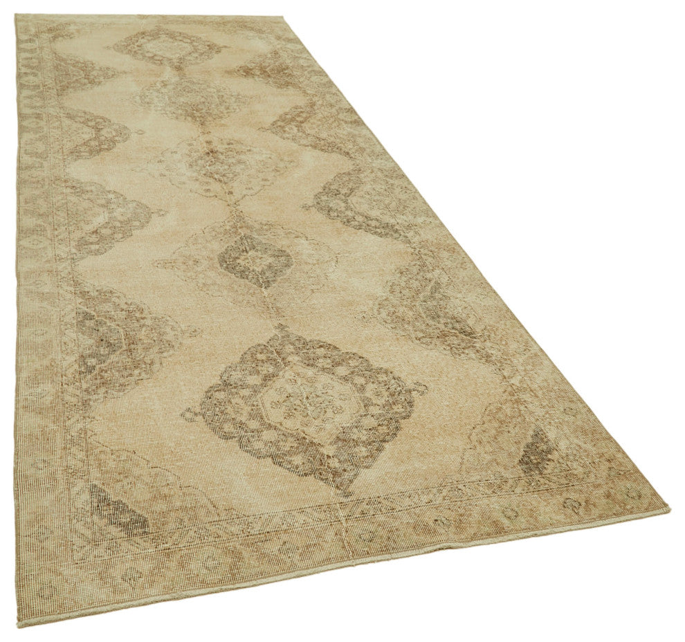 Rug N Carpet - Handmade Anatolian 4' 4" x 12' 4" Antique Runner Rug