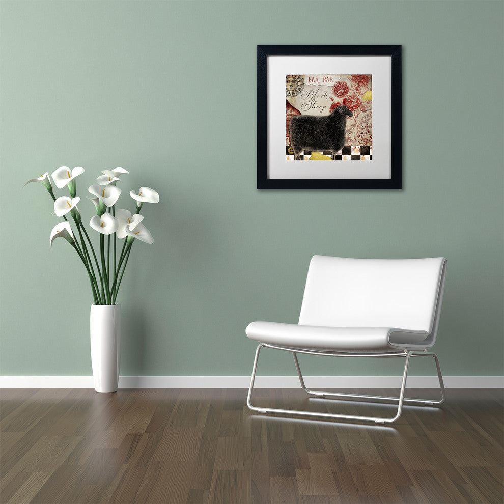 Color Bakery 'Baa Baa Black Sheep', Black Frame, White Mat, 11x11