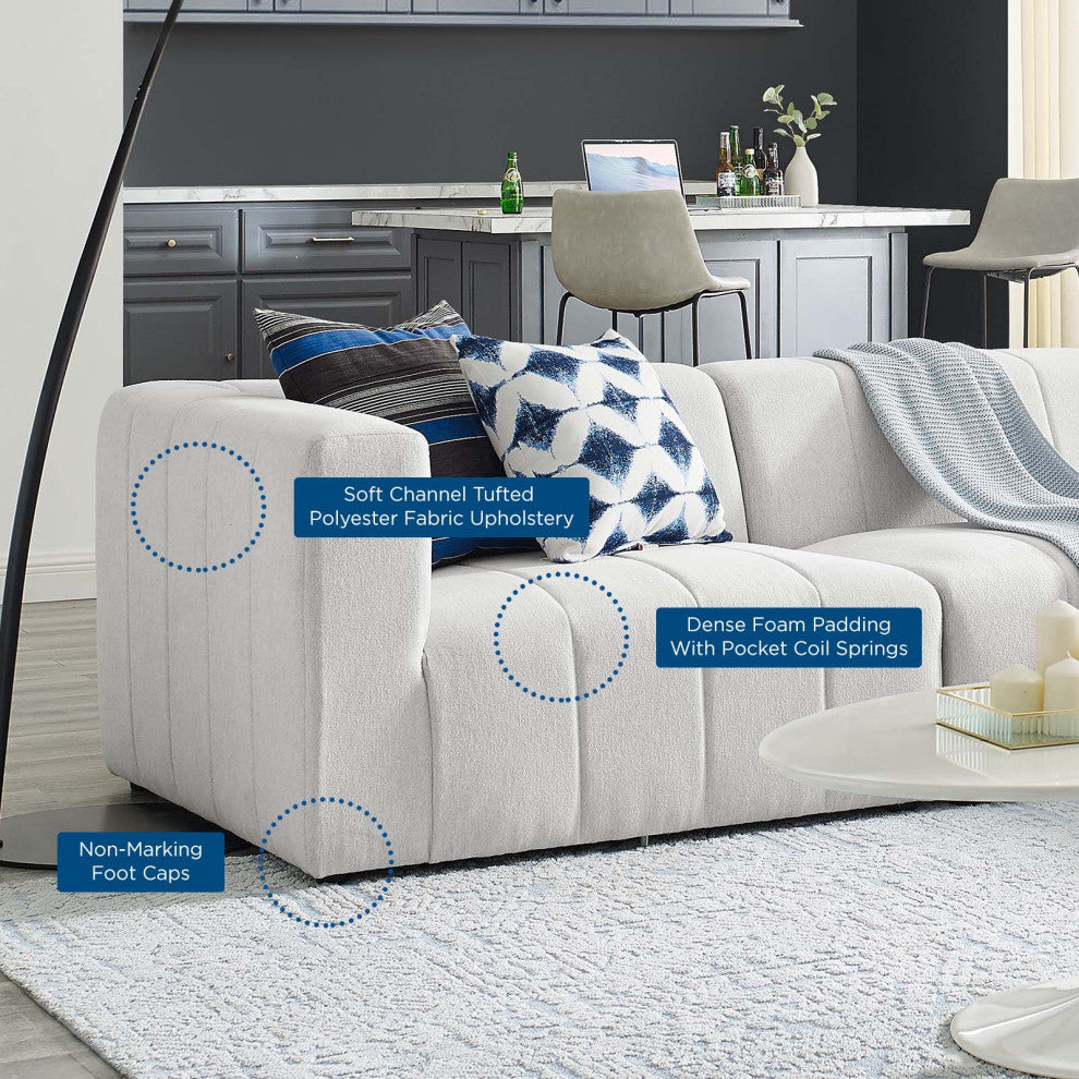 Bartlett Upholstered Fabric Upholstered Fabric 4-Piece Sectional Sofa Ivory